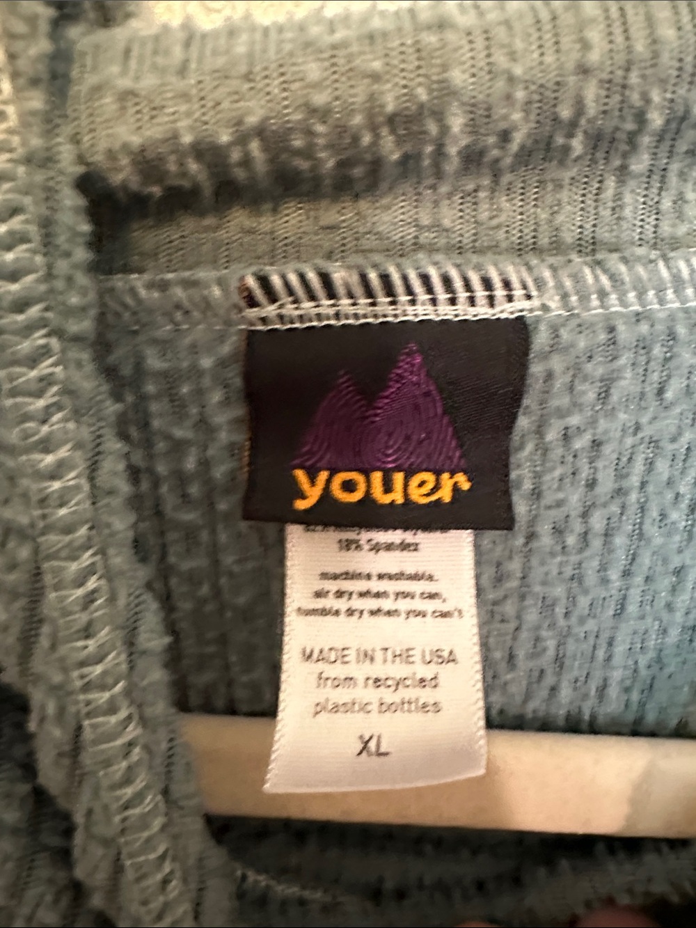 YOUER Long Waffle-Knit Hooded Adventure Dress in Seafoam Fish Print XL - Picture 2 of 6